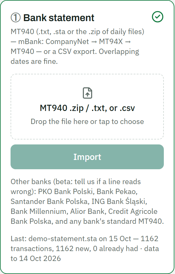 The Monday upload: the bank file as MT940 or CSV